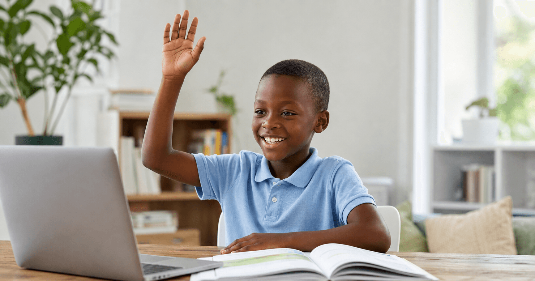 Black African student participating in an online lesson